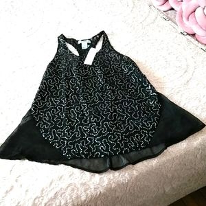 Pinky 🖤 Racerback Sequined Lace Top